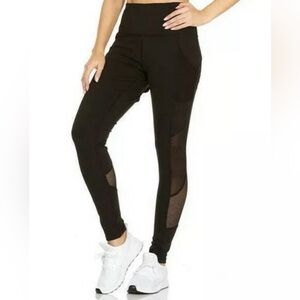 Sleek Black Mesh Panel Leggings